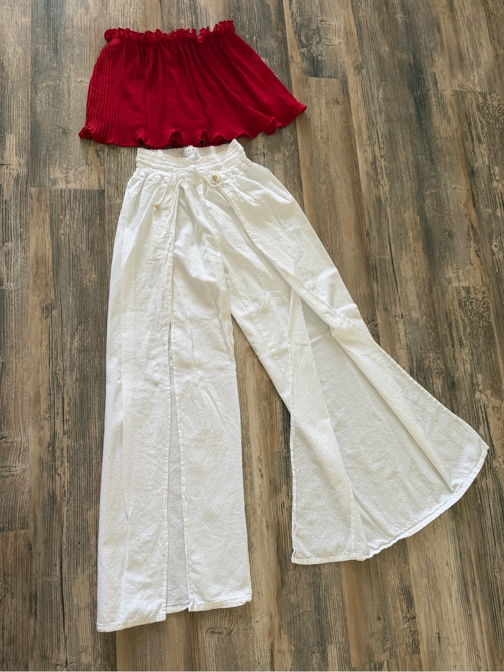 White Wide-Leg Linen Blend Pants - Casual Summer Trousers